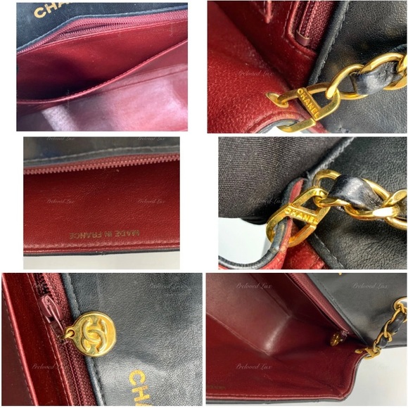 Authentic CHANEL Black Lambskin Small Diana Flap Bag Gold Hardware - Picture 10 of 12